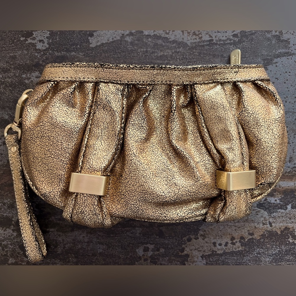 💛🤎👝BOTKIER Gold Metallic Clutch Purse Bag NWT